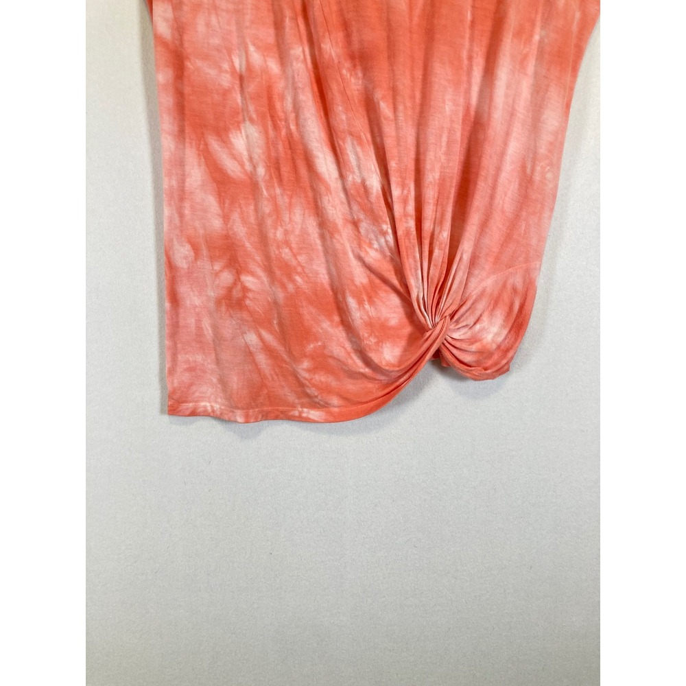 Boho Sahalie Womens Medium Coral Tie Dye Side Knot Front Twist Dolman Tee Shirt - Picture 7 of 9